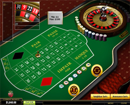 Screenshot of a French Roulette Table